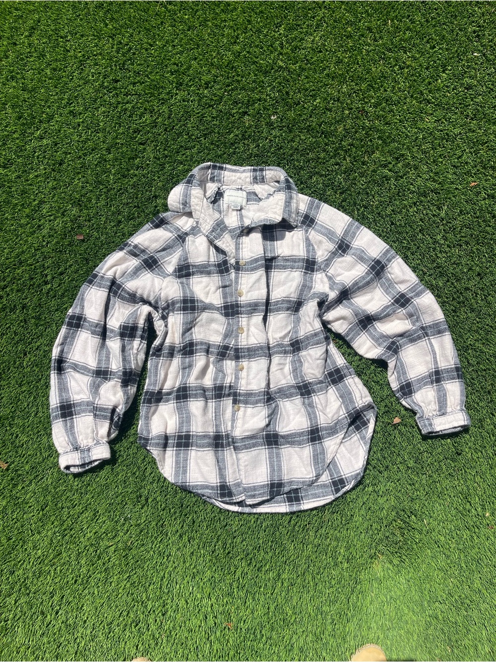 American Eagle Outfitters Kids Black & White Plaid Button-Up Jacket